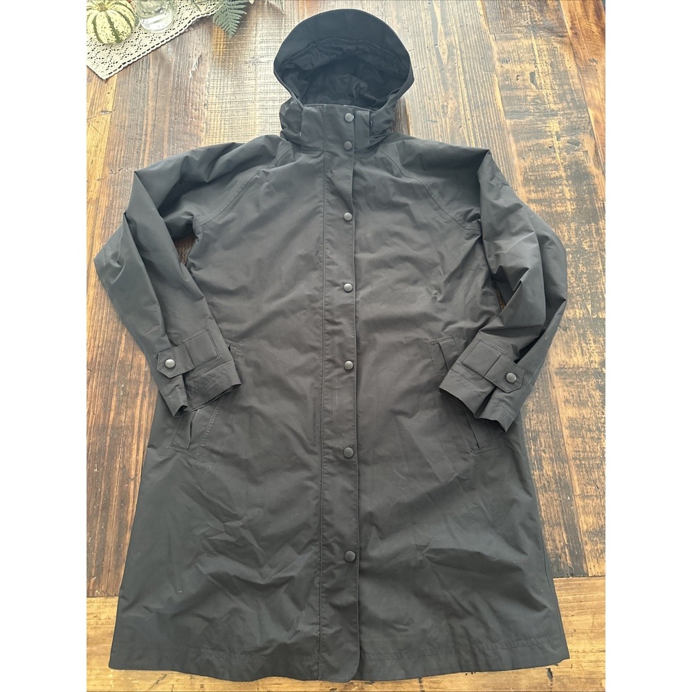 LL Bean Women's Windbreaker/Raincoat Size S Full Zip Fleece Lined Hood Black - Picture 1 of 5